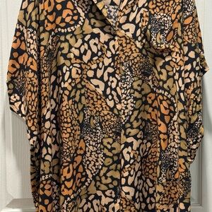 Johnny Was Animal Print Blouse in Black and Tan